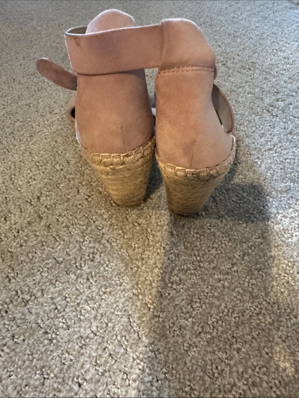 Vince Camuto Blush Suede Espadrille Wedge Sandals